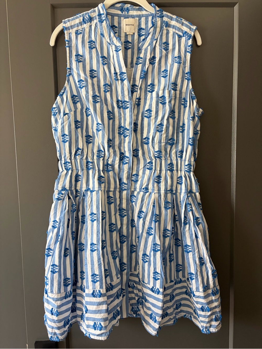 Maeve (Anthropologie) - Blue & White Striped Sleeveless Dress